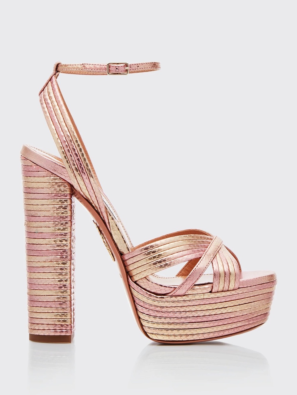 New Aquazzura Sundance Plateau Metallic Leather Sandals 38 $1,095